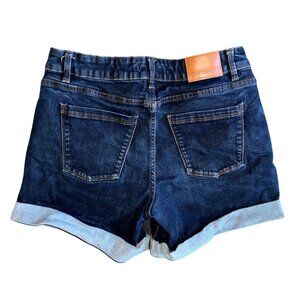 DIP Denim Shorts Size 8 Cuffed Dark Blue No Holes Mid Rise